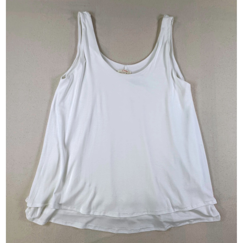 DIOSA Womens White Sleeveless Layered Hem Flowy Tank Top T1830 Size S